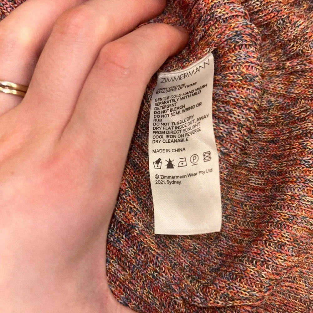 Zimmermann Concert Rainbow Knit Ribbed Mouline Sweater